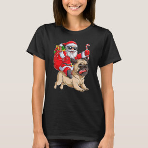 Christmas Santa Claus Riding Pug Xmas Boys Men Pug T-Shirt
