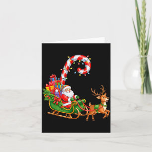 Christmas Santa Claus Riding Reindeer Lights Men W Card