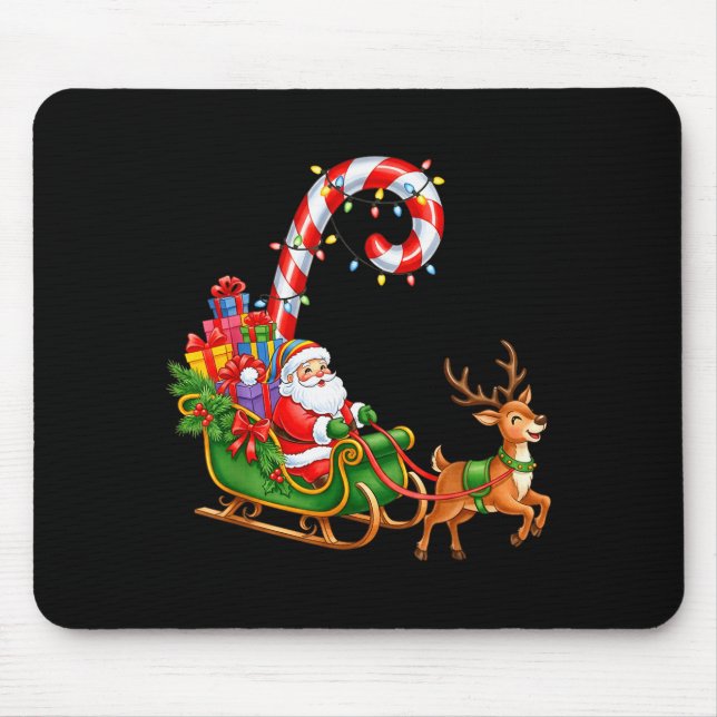 Christmas Santa Claus Riding Reindeer Lights Men W Mouse Pad (Front)