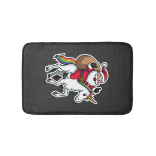 Christmas Santa Claus Riding Unicorn - Xmas Girls Bath Mat