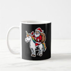 Christmas Santa Claus Riding Unicorn - Xmas Girls Coffee Mug