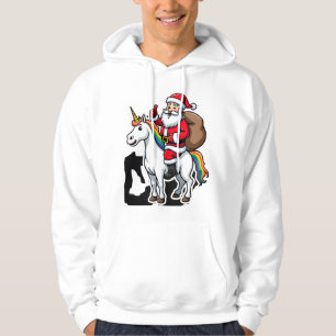 Christmas Santa Claus Riding Unicorn - Xmas Girls Hoodie