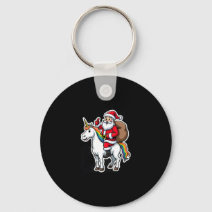 Christmas Santa Claus Riding Unicorn - Xmas Girls  Keychain