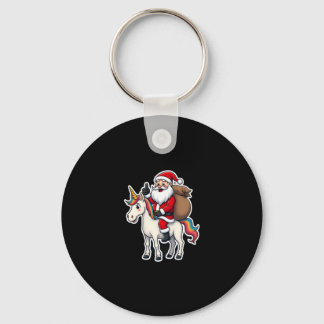 Christmas Santa Claus Riding Unicorn - Xmas Girls  Keychain