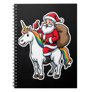 Christmas Santa Claus Riding Unicorn - Xmas Girls  Notebook