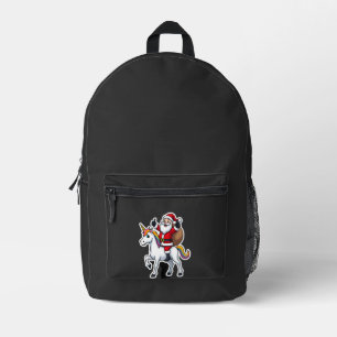 Christmas Santa Claus Riding Unicorn - Xmas Girls Printed Backpack