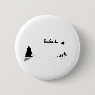 Christmas Santa Claus Santa Sleigh Scene Reindeer. 2 Inch Round Button
