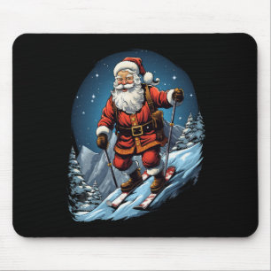 Christmas Santa Claus Skiing Xmas Ski Skier Mouse Pad