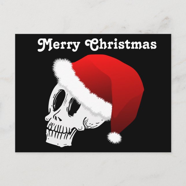 Christmas Santa Claus Skull Holiday Postcard (Front)