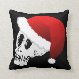 Christmas Santa Claus Skull Throw Pillow