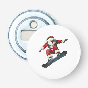 Christmas Santa Claus Snowboard Snowboarding Snowb Bottle Opener