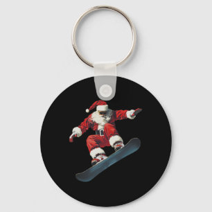 Christmas Santa Claus Snowboard Snowboarding Snowb Keychain
