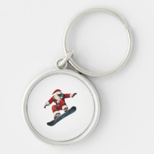 Christmas Santa Claus Snowboard Snowboarding Snowb Keychain