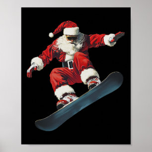 Christmas Santa Claus Snowboard Snowboarding Snowb Poster