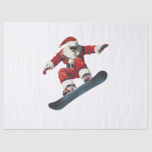 Christmas Santa Claus Snowboard Snowboarding Snowb Tissue Paper