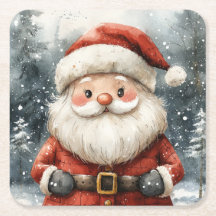 Christmas  Santa Claus Snowfall Square Coasters