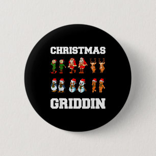 Christmas Santa Claus Snowman Reindeer Griddy Grid 2 Inch Round Button