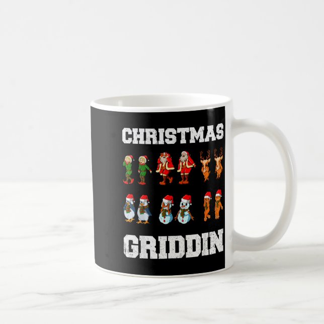 Christmas Santa Claus Snowman Reindeer Griddy Grid Coffee Mug (Right)