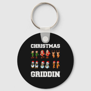 Christmas Santa Claus Snowman Reindeer Griddy Grid Keychain
