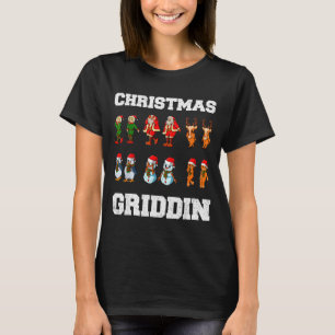 Christmas Santa Claus Snowman Reindeer Griddy Grid T-Shirt