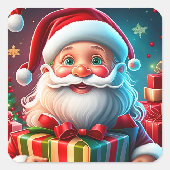 Christmas Santa Claus Square Sticker (Front)