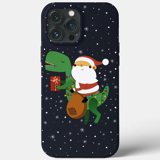 Christmas Santa Claus T-rex Dinosaur Sleigh Case-Mate iPhone Case (Back)