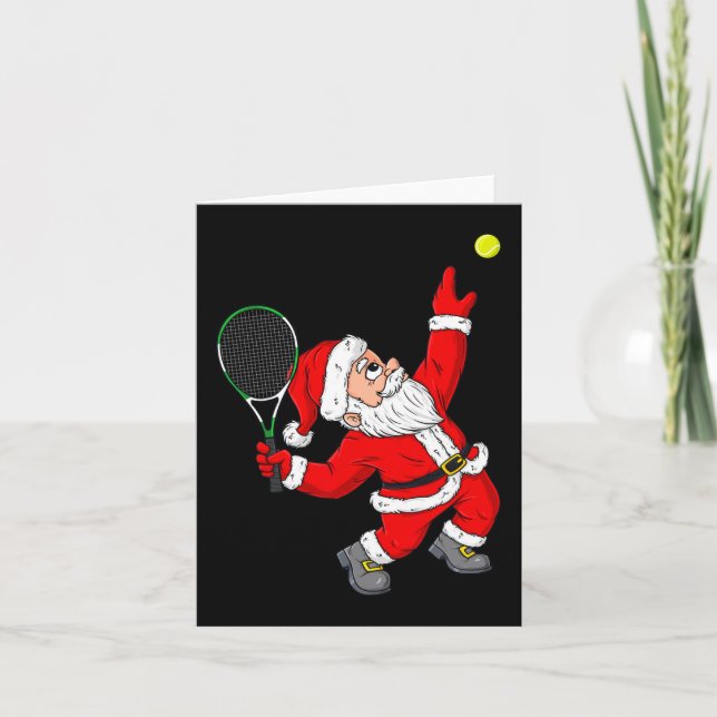 Christmas Santa Claus Tennis Fun Boys Girls Kids T Card (Front)