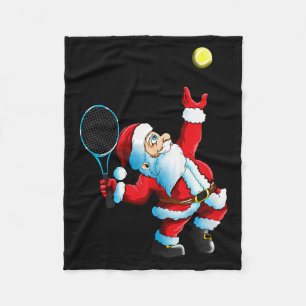 Christmas Santa Claus Tennis Game Tennis Racket  Fleece Blanket