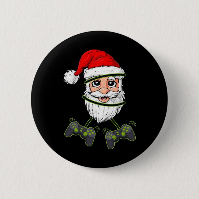 Christmas Santa Claus Video Game Controllers Boys  2 Inch Round Button (Front)