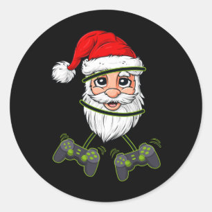 Christmas Santa Claus Video Game Controllers Boys  Classic Round Sticker