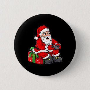 Christmas Santa Claus Video Gamer Controller Boys 2 Inch Round Button