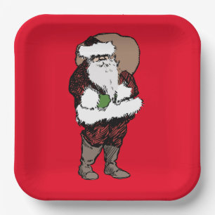 CHRISTMAS SANTA CLAUS VINTAGE PAPER PLATES