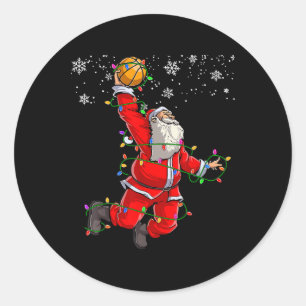 Christmas Santa Claus Volleyball Pajama Xmas Mens  Classic Round Sticker