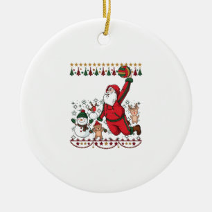 Christmas Santa Claus Volleyball Snowman Reindeer Ceramic Ornament