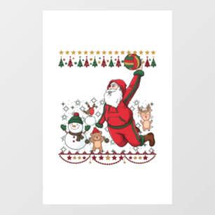 Christmas Santa Claus Volleyball Snowman Reindeer Window Cling