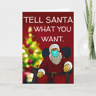 CHRISTMAS SANTA CLAUS WEARING MASK COVID-19 CARD