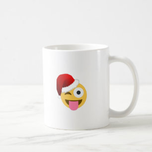 christmas santa claus winking emoji coffee mug