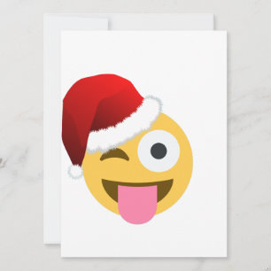 christmas santa claus winking emoji holiday card