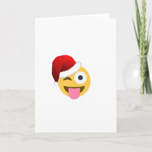 christmas santa claus winking emoji holiday card