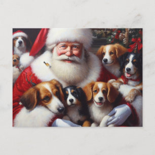 Christmas Santa Claus with Dogs 2 Holiday Postcard