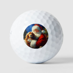 Christmas Santa Claus With Dogs 4 Golf Balls