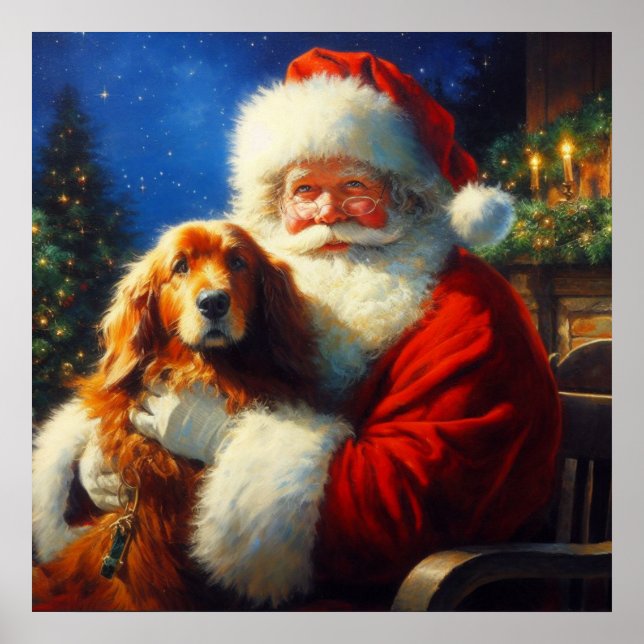 Christmas Santa Claus with Dogs 4 Poster (Front)