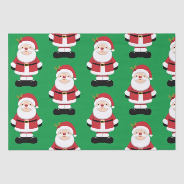 Christmas Santa Claus with Green Background  Tissue Paper (Front)