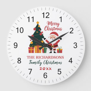 Christmas Santa Claus with Presents Personalized   Large Clock