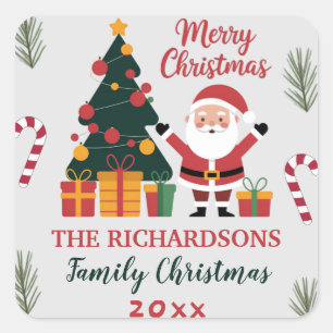 Christmas Santa Claus with Presents Personalized Square Sticker