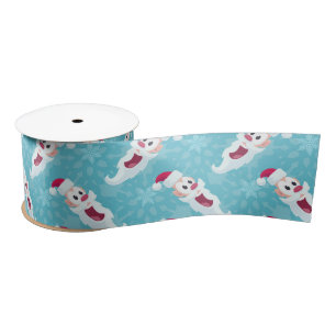 Christmas Santa Claus with snowflakes  Satin Ribbon