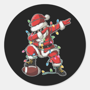 Christmas Santa Dabbing Footballer Xmas Football Classic Round Sticker
