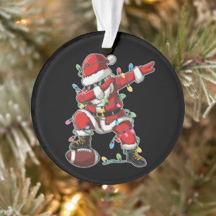 Christmas Santa Dabbing Footballer Xmas Football  Ornament