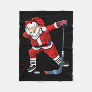 Christmas Santa Dabbing Hockey Player Boys Kids Da Fleece Blanket