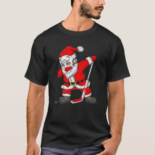 Christmas Santa Dabbing Hockey Player Boys Kids Da T-Shirt